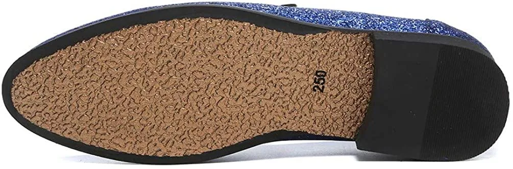 NXY Men's Luxury Sparkling Glitter Slip On Loafers Nightclub Party Dress Shoes