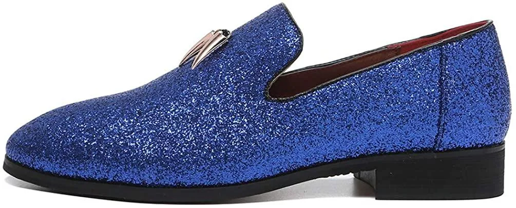 NXY Men's Luxury Sparkling Glitter Slip On Loafers Nightclub Party Dress Shoes