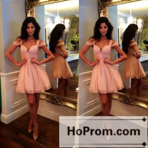 Off Shoulder Chiffon Mini Prom Dresses Homecoming Dresses