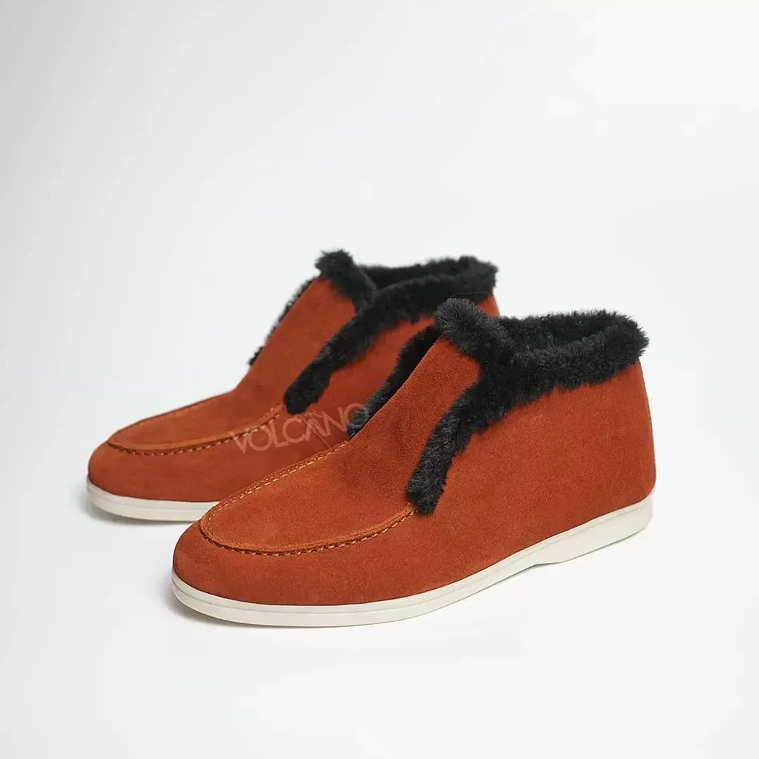 Open Walk Chukka Boots Fourrure rouge brique