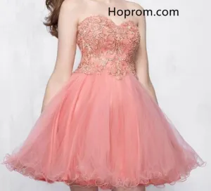 Pink Lovely Sweetheart Homecoming Dresses with Appliques