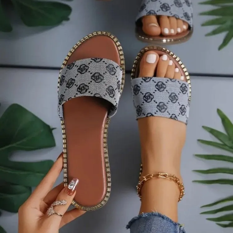 Print Flat Non-slip Slide Slippers
