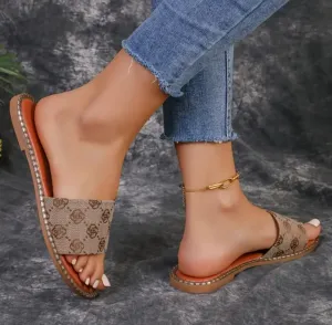 Print Flat Non-slip Slide Slippers