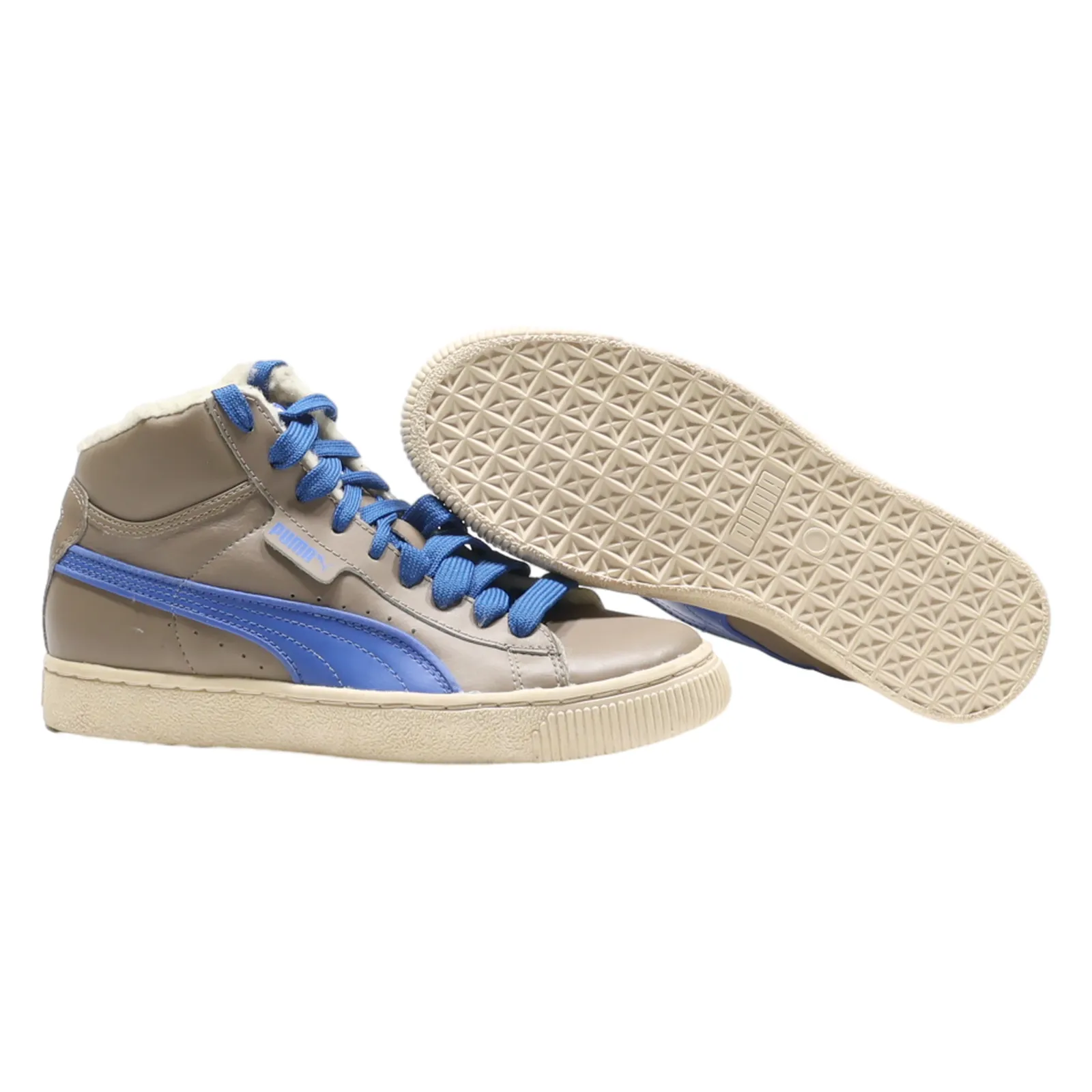 PUMA Chukka Boots Grey Leather Boys UK 3.5