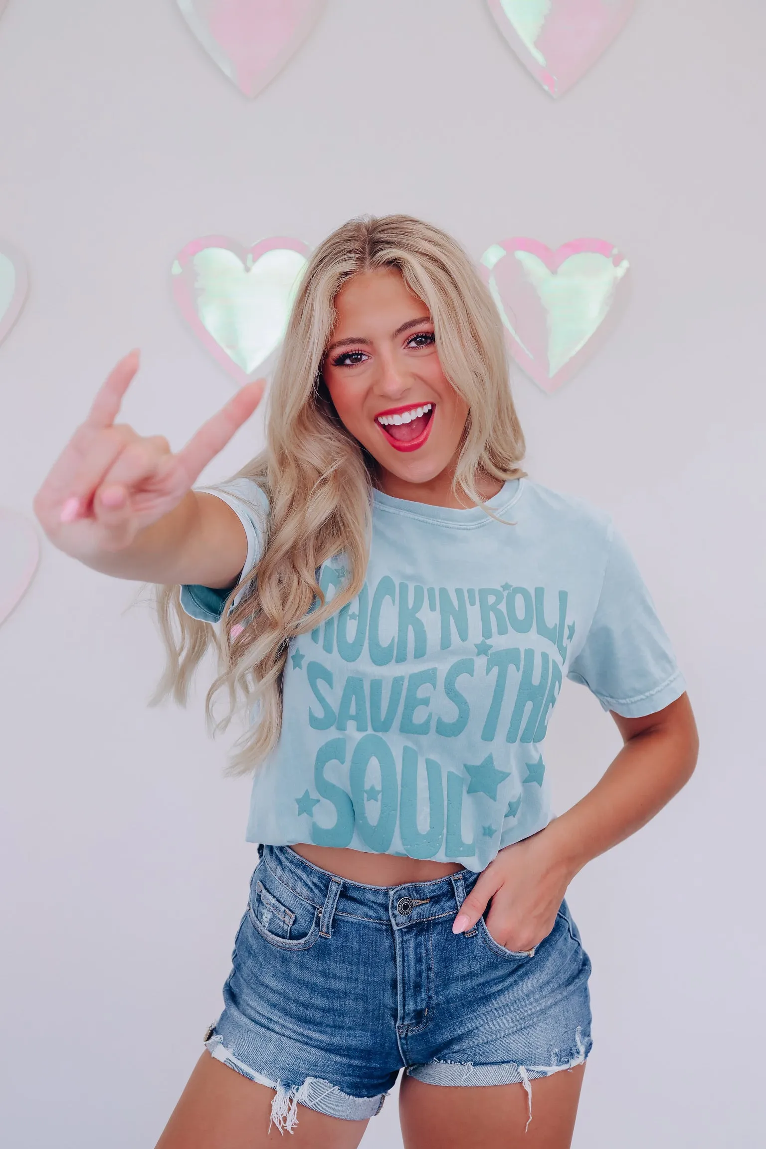 Rock N Roll Saves... Graphic Tee - Blue