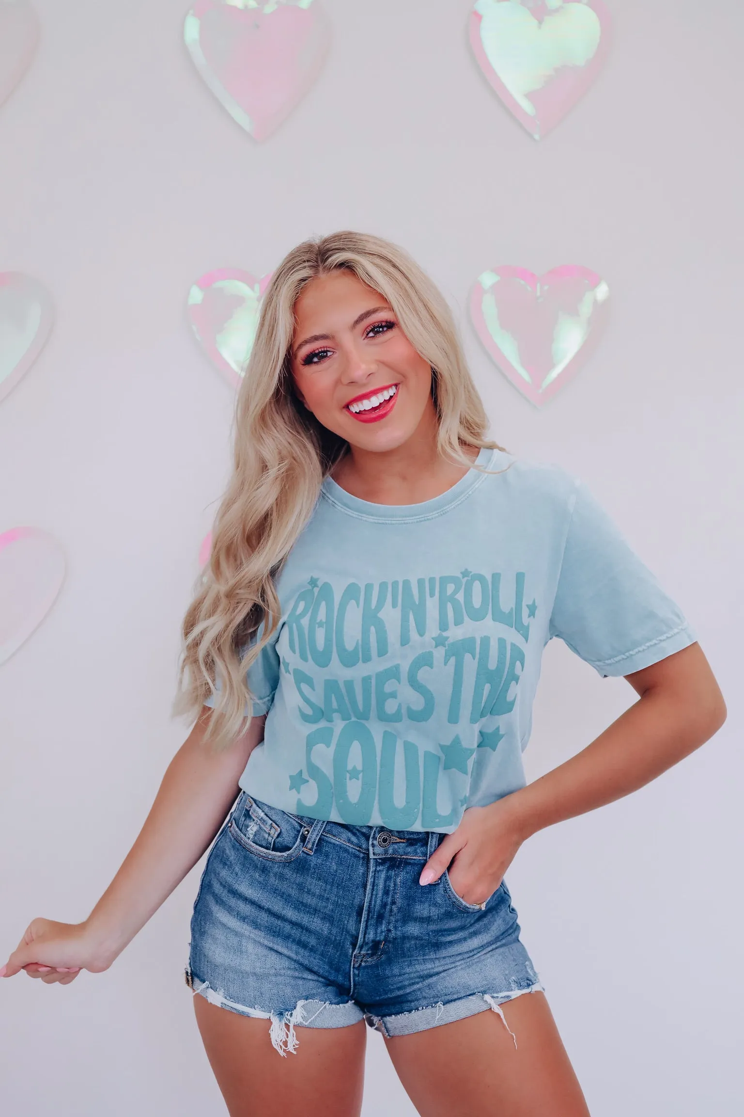 Rock N Roll Saves... Graphic Tee - Blue