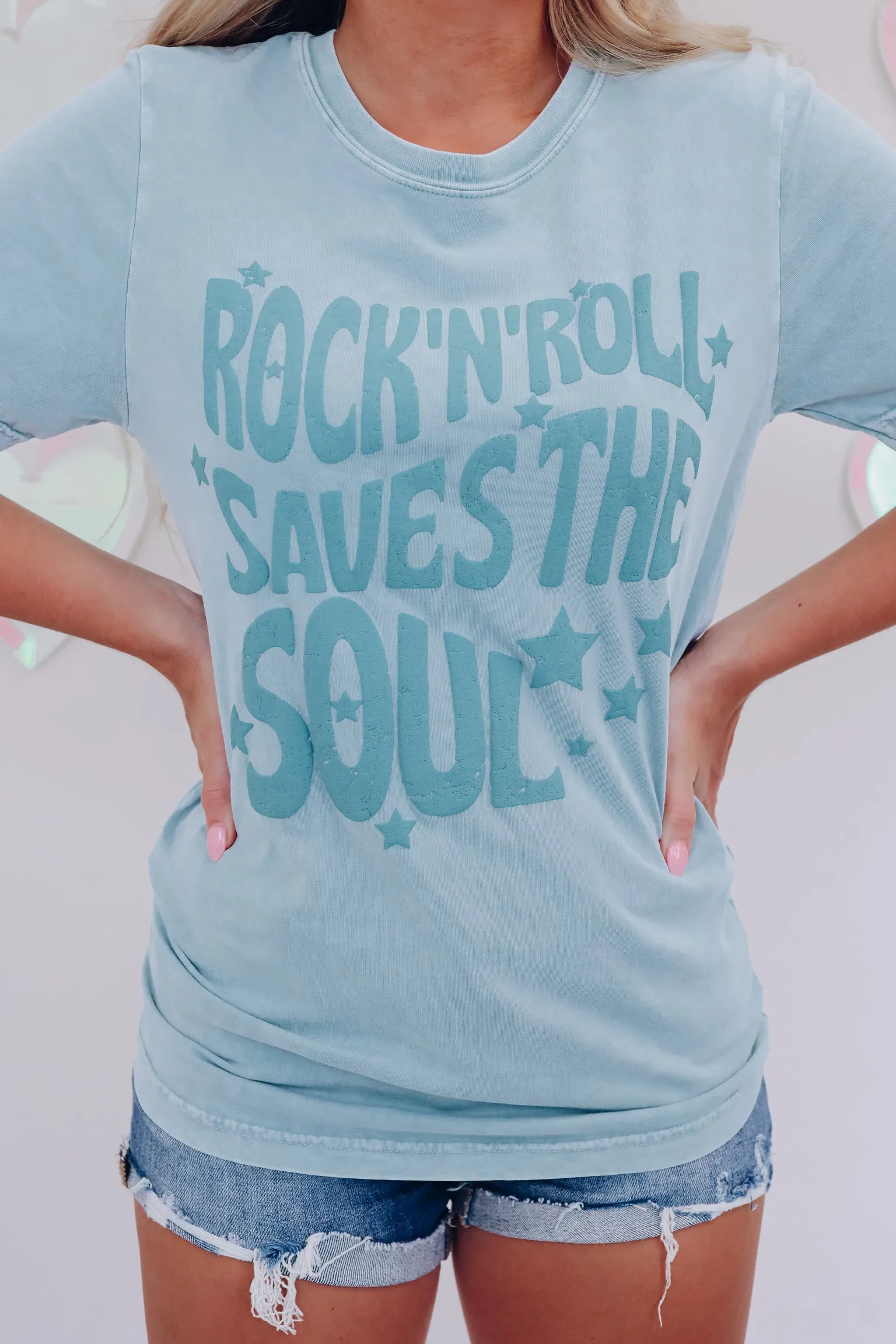 Rock N Roll Saves... Graphic Tee - Blue
