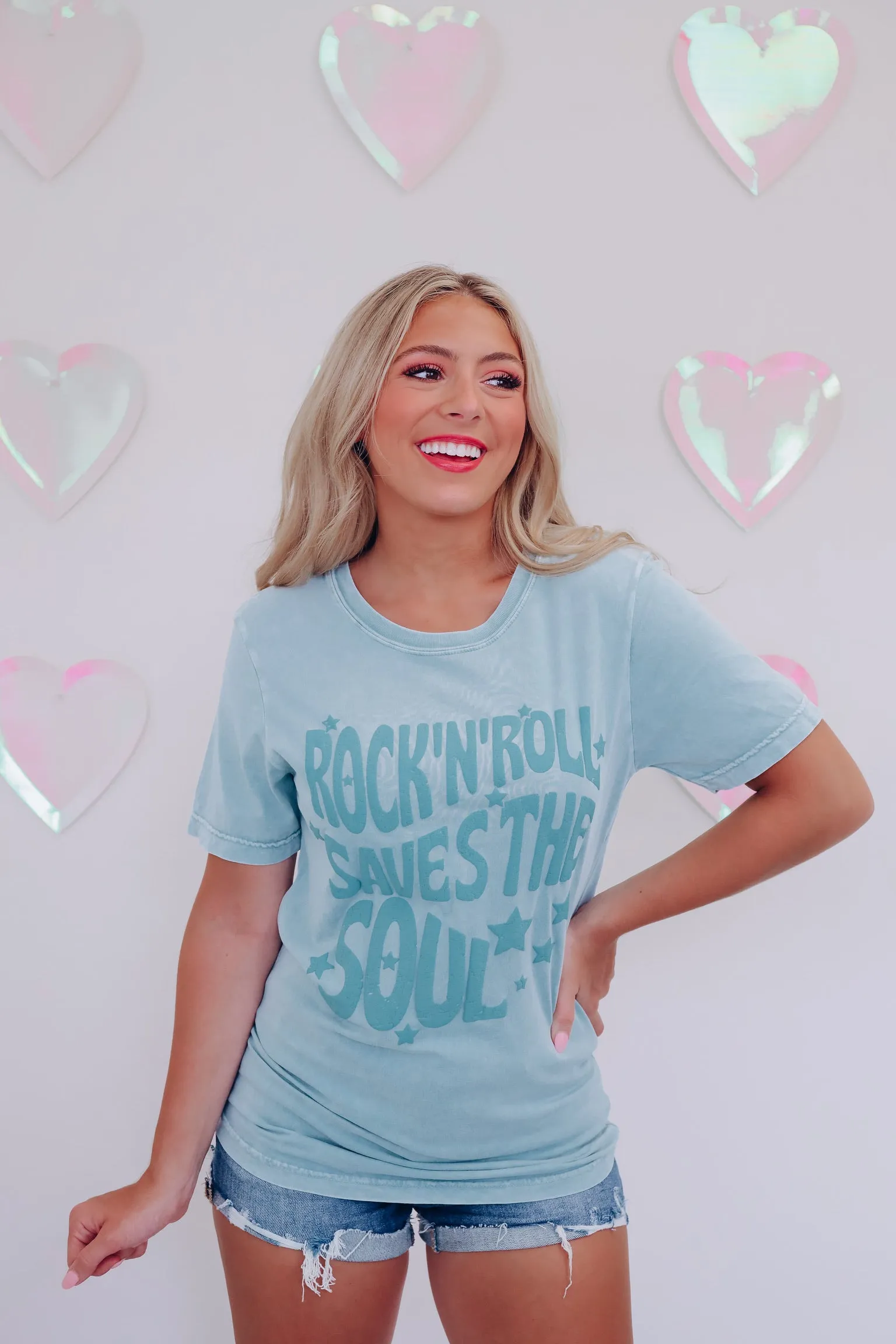 Rock N Roll Saves... Graphic Tee - Blue