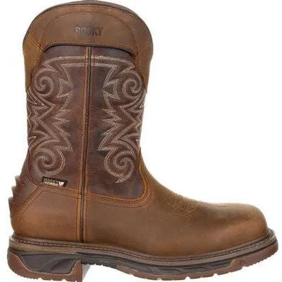 Rocky Men's Iron Skull 12" Comp Toe WP Western Boot -Brown- RKW0249