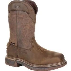 Rocky Men's TPU Heel 11" Square Toe WP Met Guard Western Boot -Brown- RKW0288