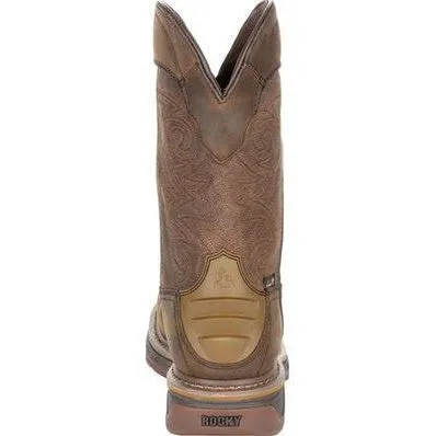 Rocky Men's TPU Heel 11" Square Toe WP Met Guard Western Boot -Brown- RKW0288