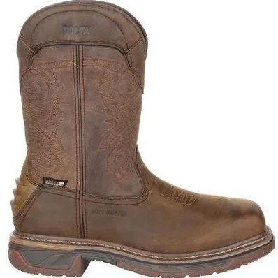 Rocky Men's TPU Heel 11" Square Toe WP Met Guard Western Boot -Brown- RKW0288
