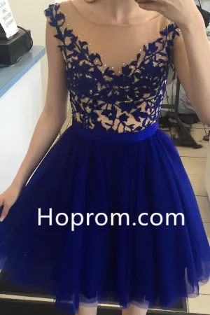 Royal Blue Homecoming Dresses Open Back Short Party Dresses