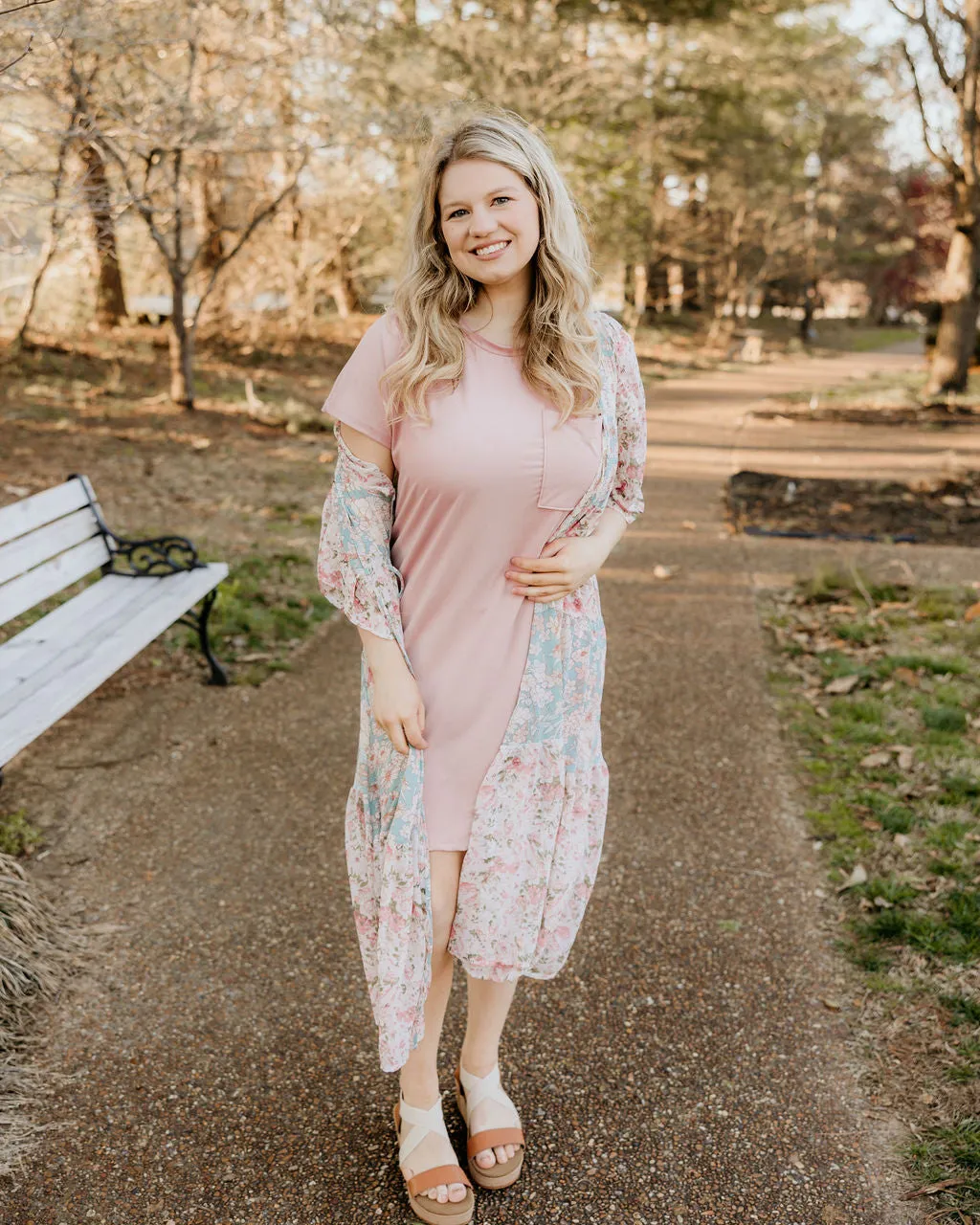 Running Errands T-Shirt Dress in Rosewood