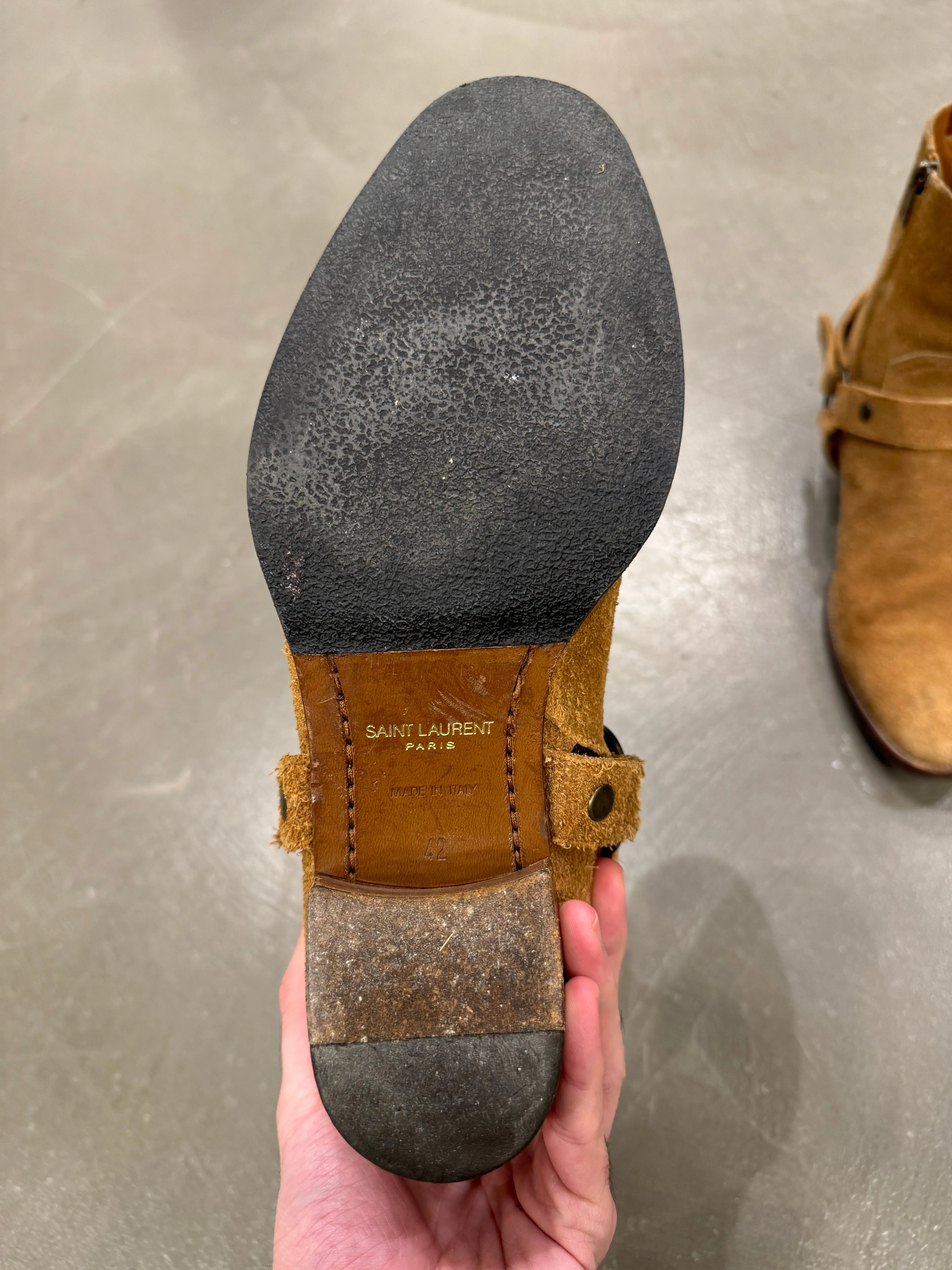 Saint Laurent Paris Wyatt suede western boots