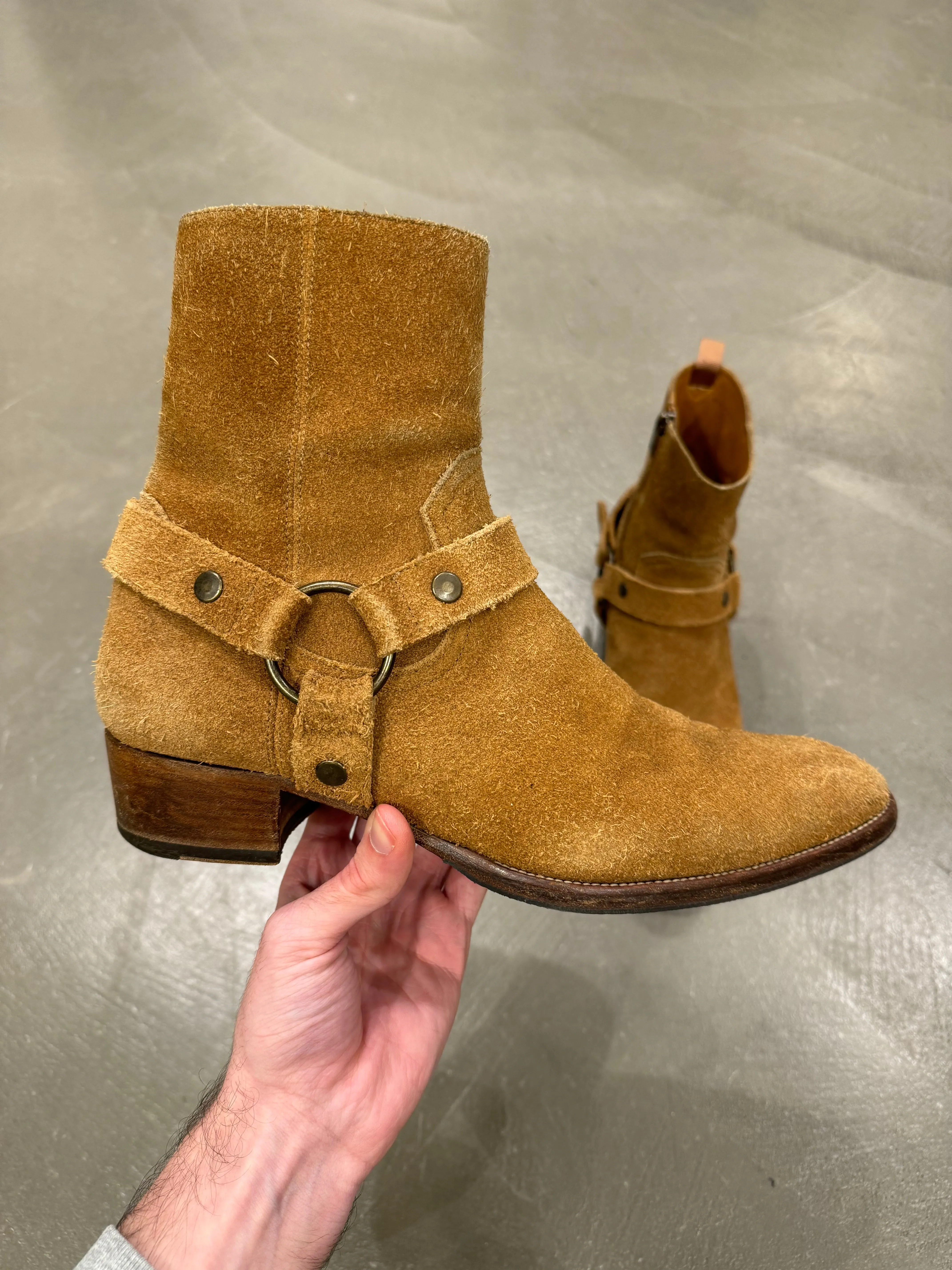 Saint Laurent Paris Wyatt suede western boots