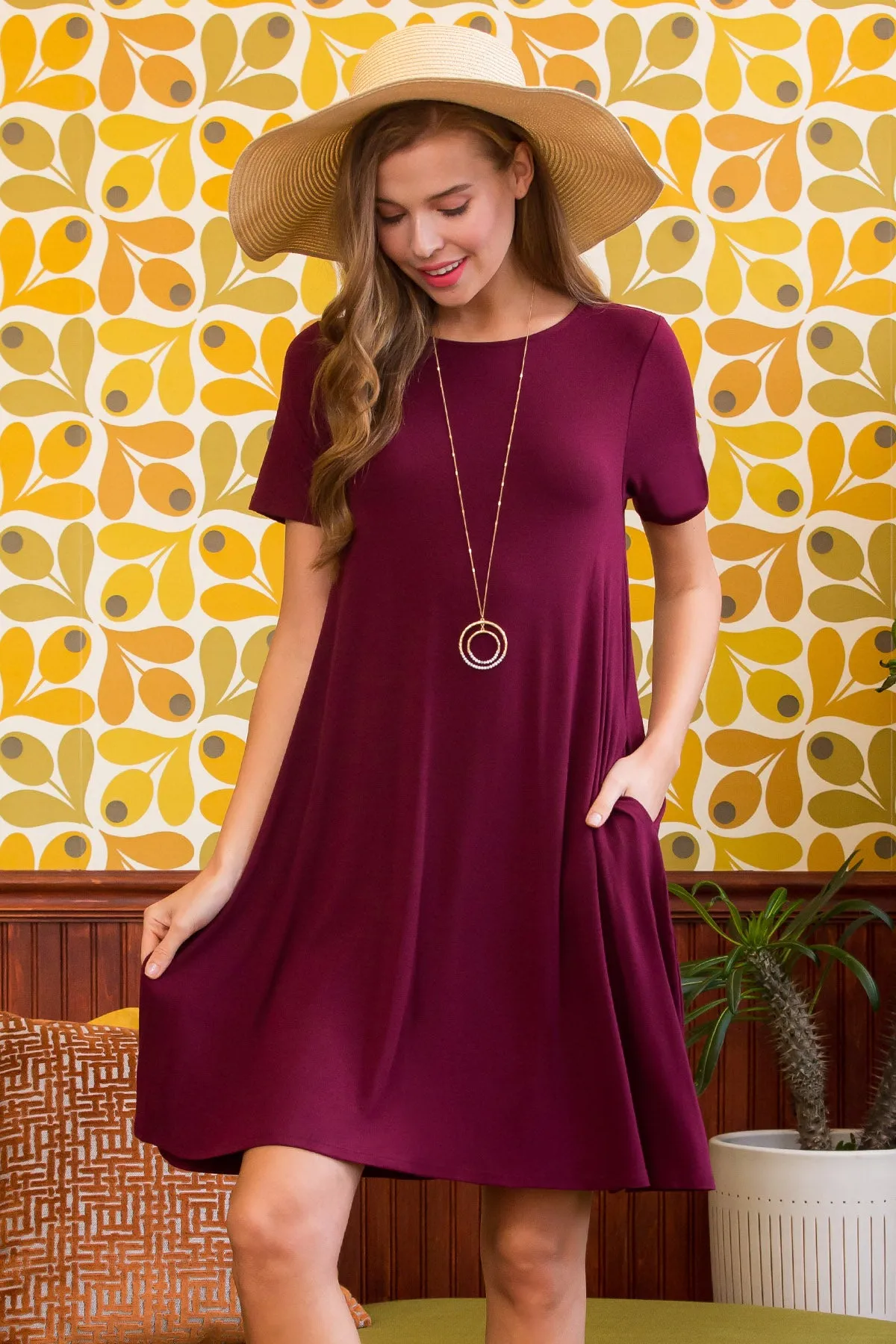 Short Sleeve Flared Pocket Dress