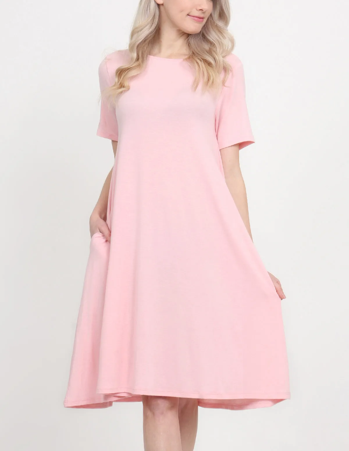 Short Sleeve Flared Pocket Dress