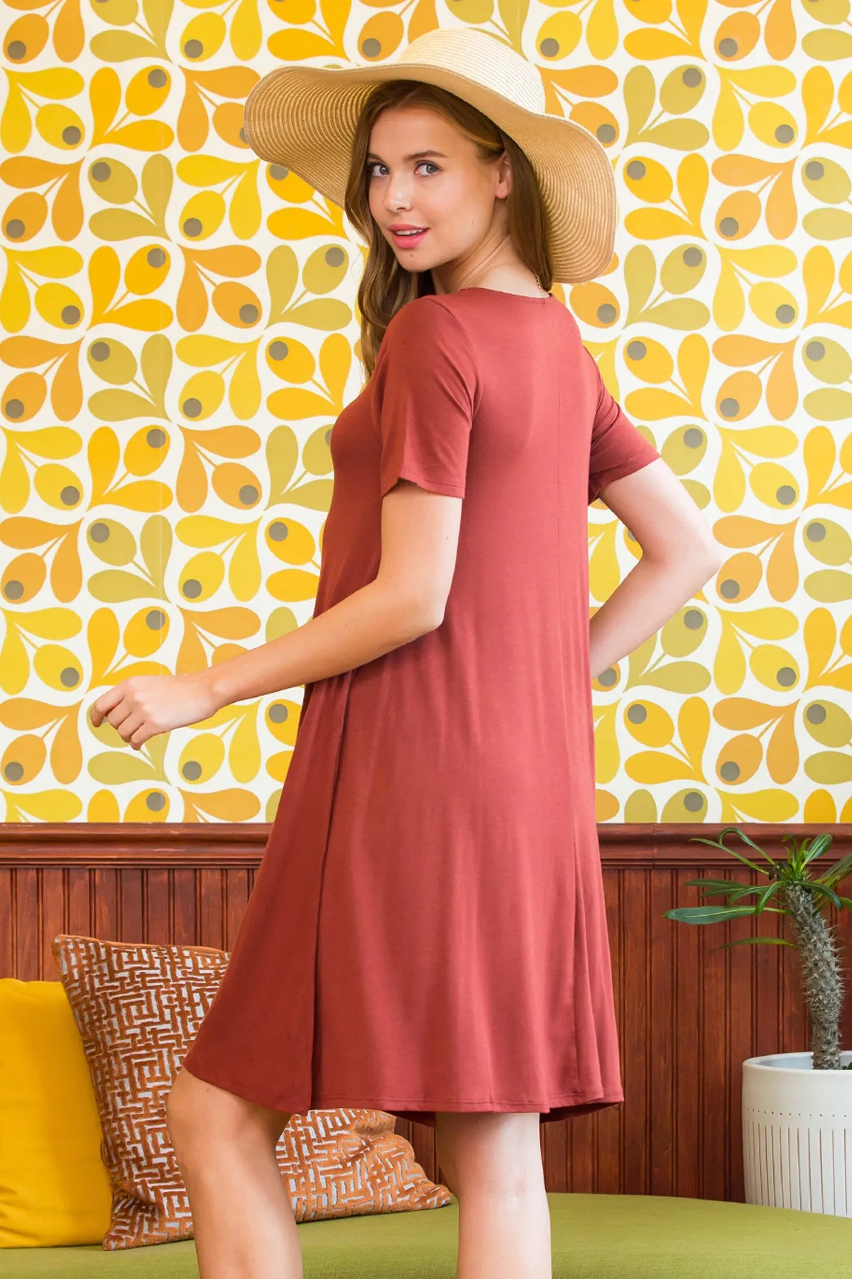 Short Sleeve Flared Pocket Dress