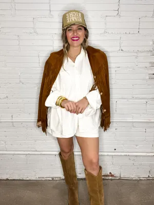 Sophisticated Soft Button Down Set - Ivory