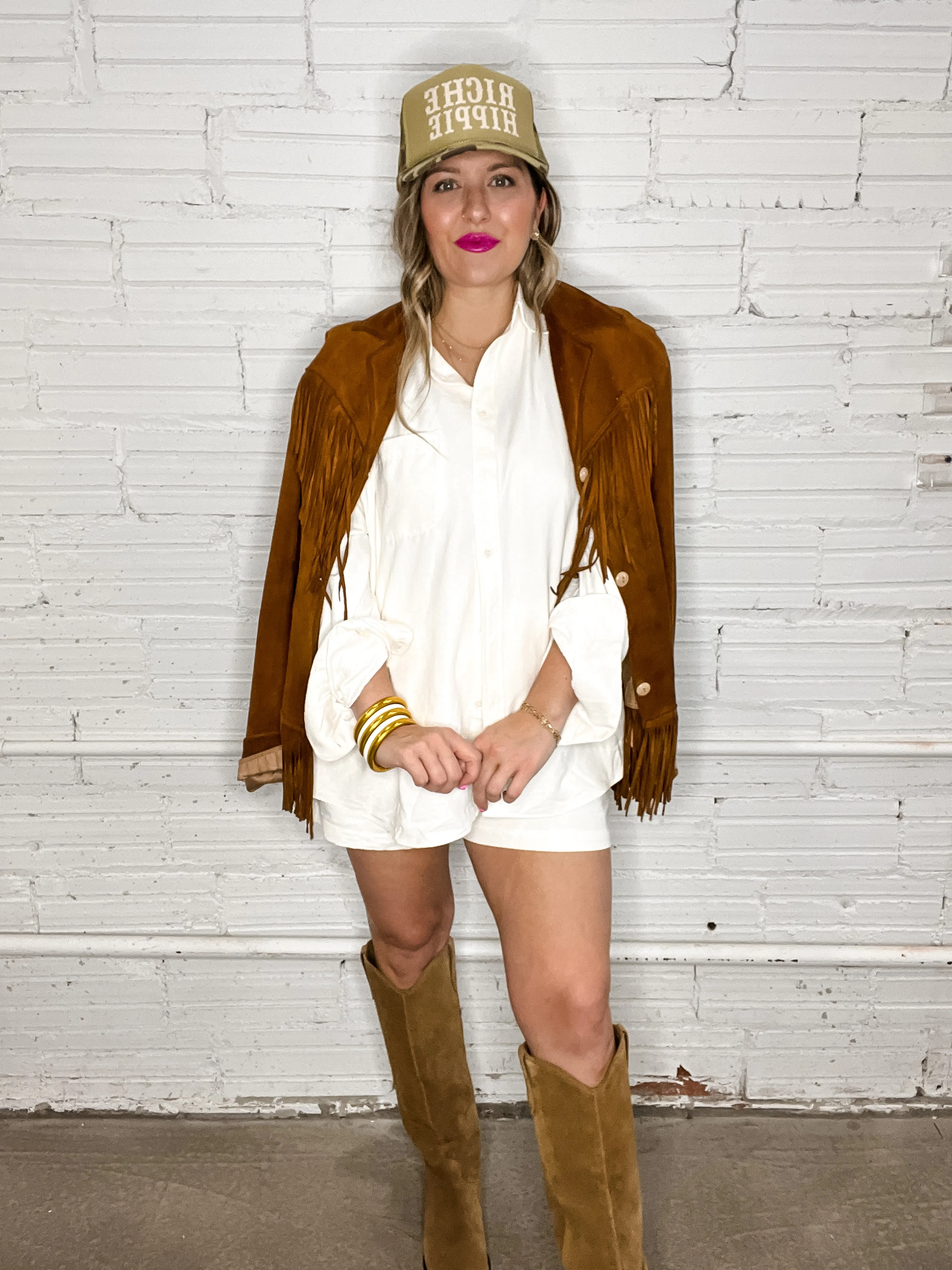 Sophisticated Soft Button Down Set - Ivory