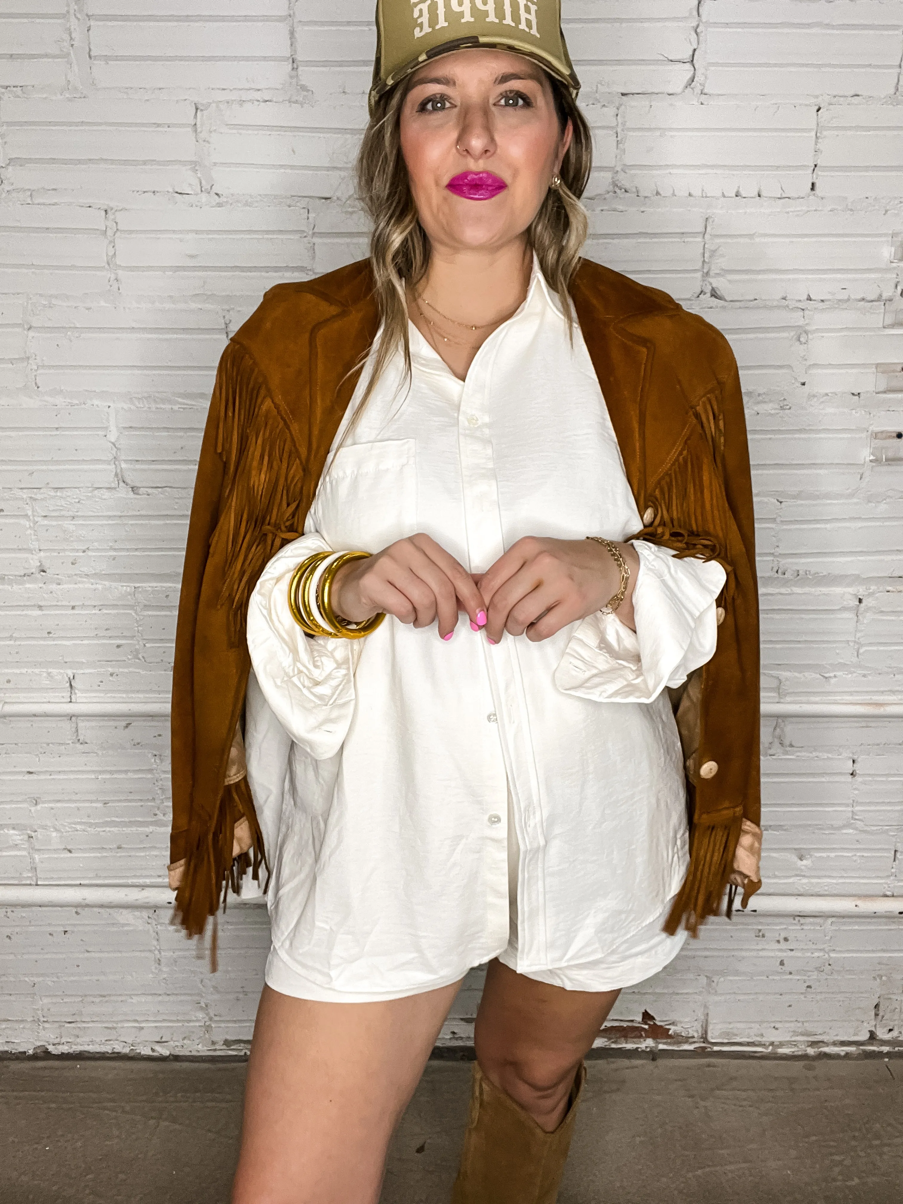 Sophisticated Soft Button Down Set - Ivory