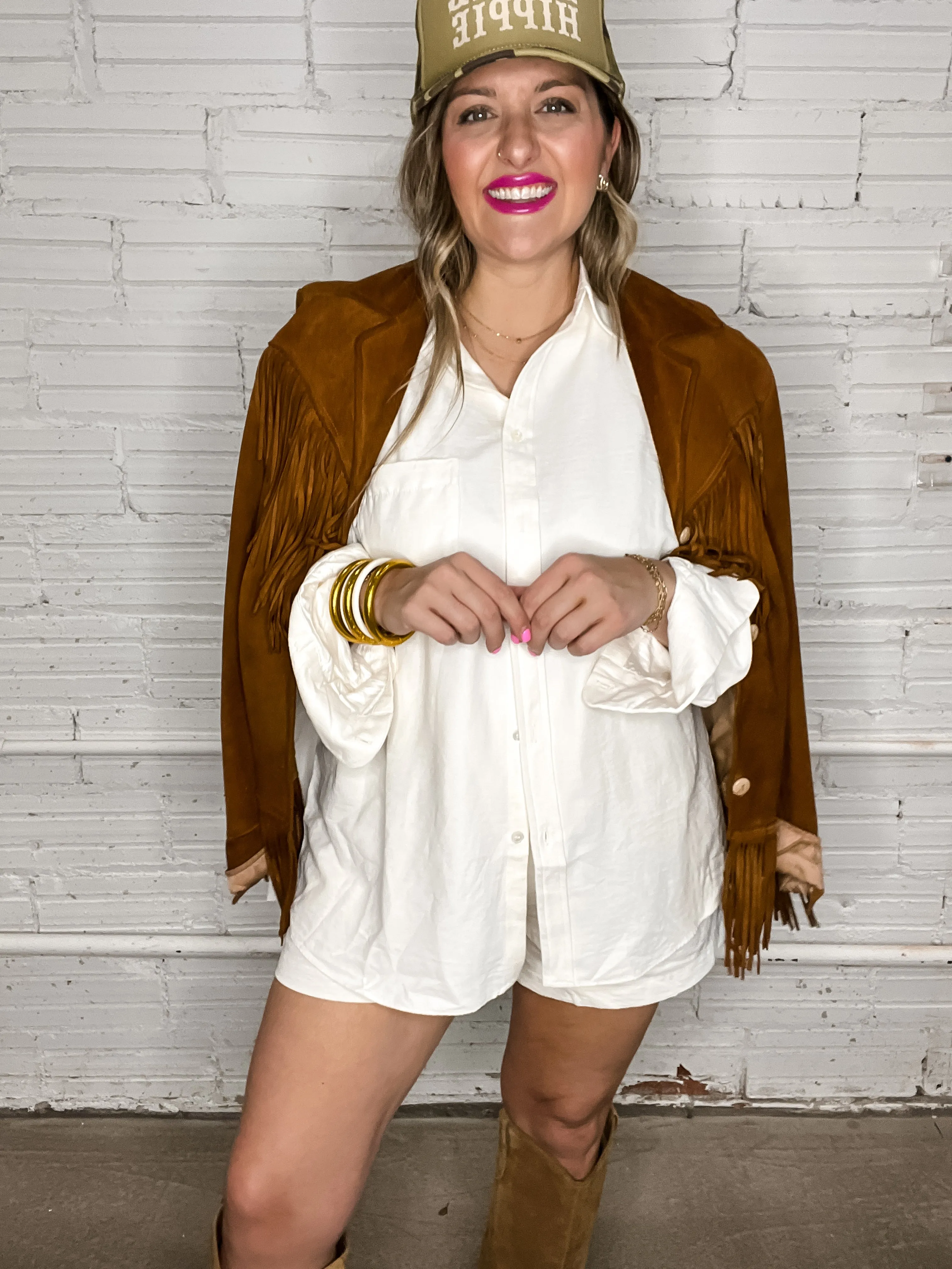 Sophisticated Soft Button Down Set - Ivory