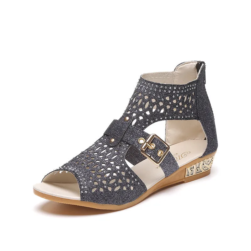SparkleStride Summer Flat Wedge Sandals
