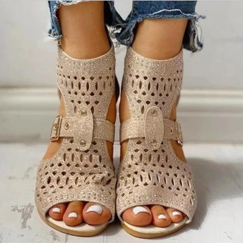 SparkleStride Summer Flat Wedge Sandals