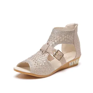 SparkleStride Summer Flat Wedge Sandals