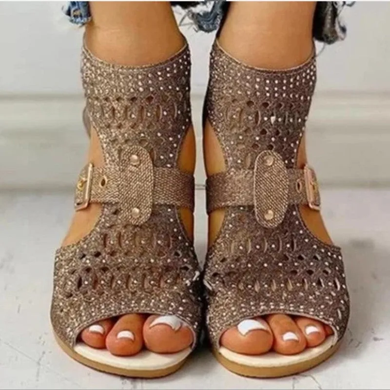 SparkleStride Summer Flat Wedge Sandals