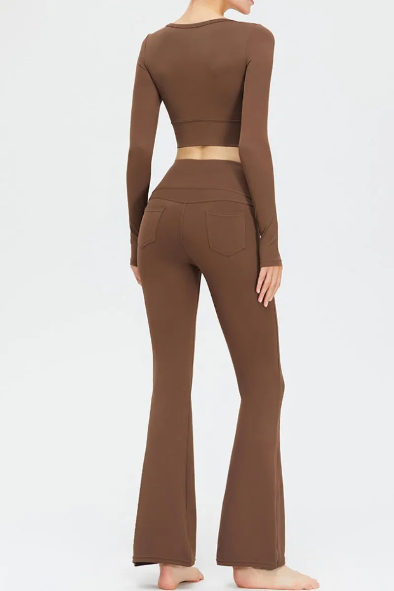 Sport High Waist Stretch Pocket Flared Shaping Yoga Pants