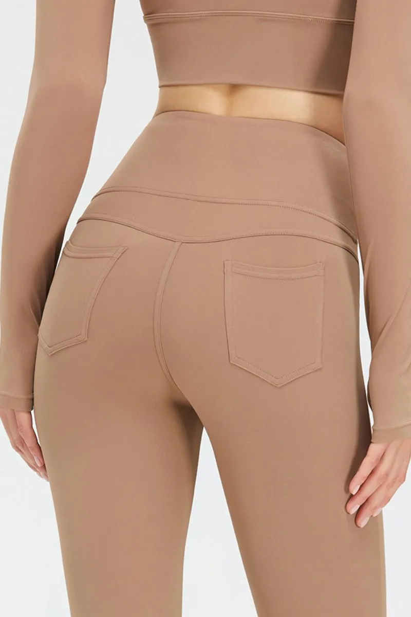 Sport High Waist Stretch Pocket Flared Shaping Yoga Pants