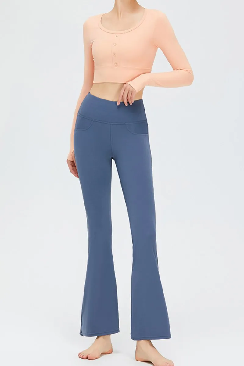 Sport High Waist Stretch Pocket Flared Shaping Yoga Pants