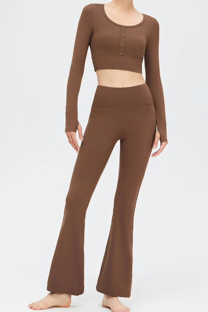 Sport High Waist Stretch Pocket Flared Shaping Yoga Pants