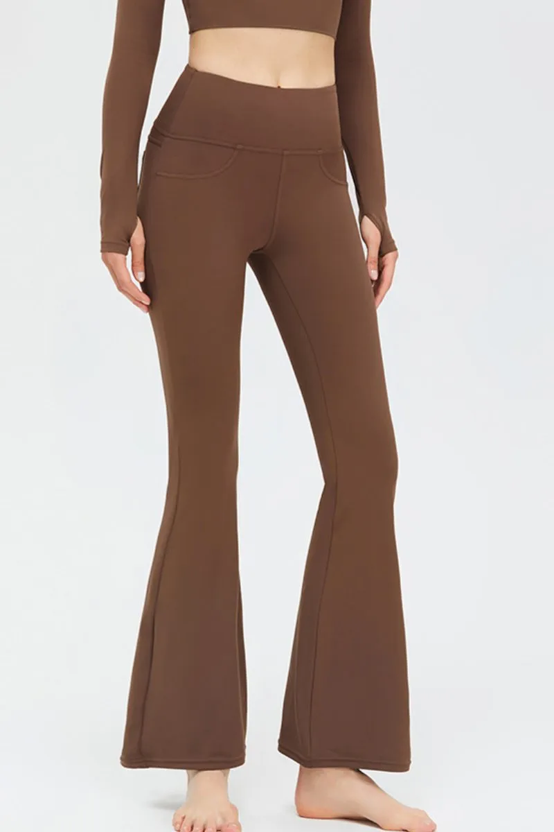 Sport High Waist Stretch Pocket Flared Shaping Yoga Pants