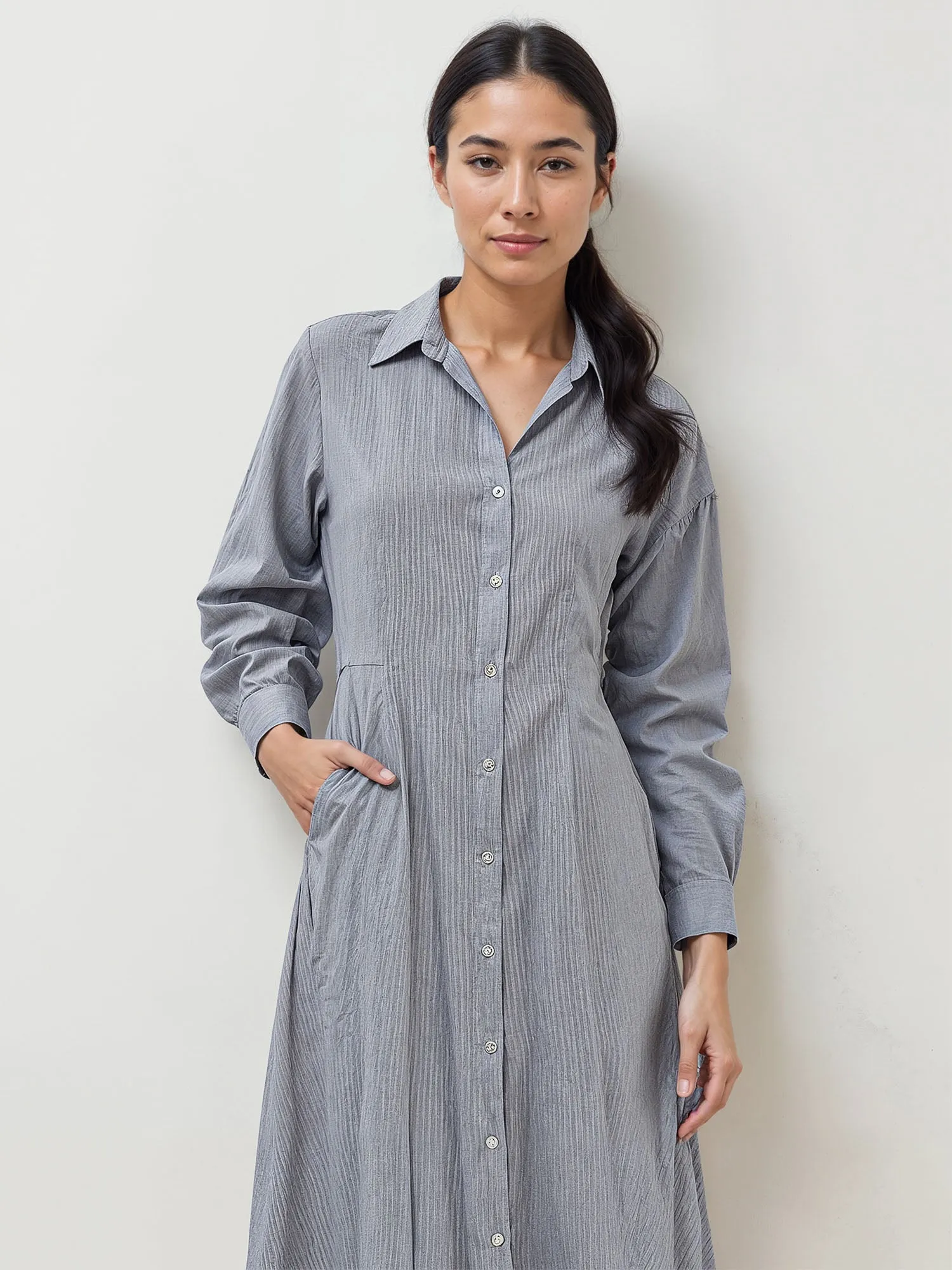 Stripe Shirt Maxi Dress