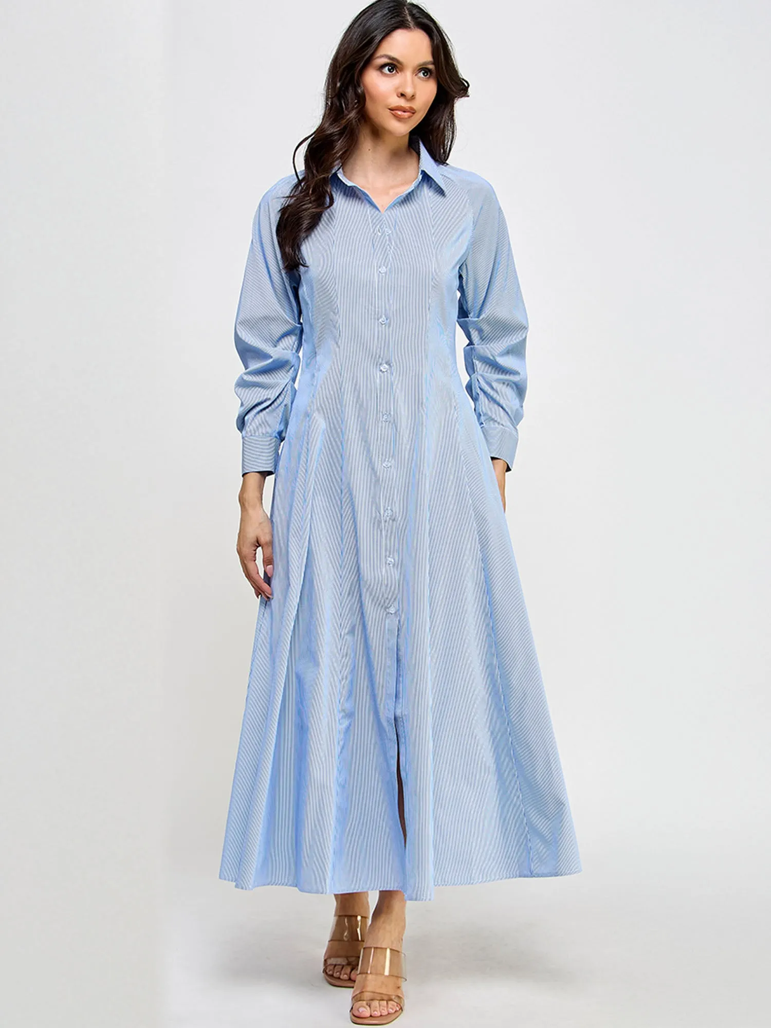Stripe Shirt Maxi Dress