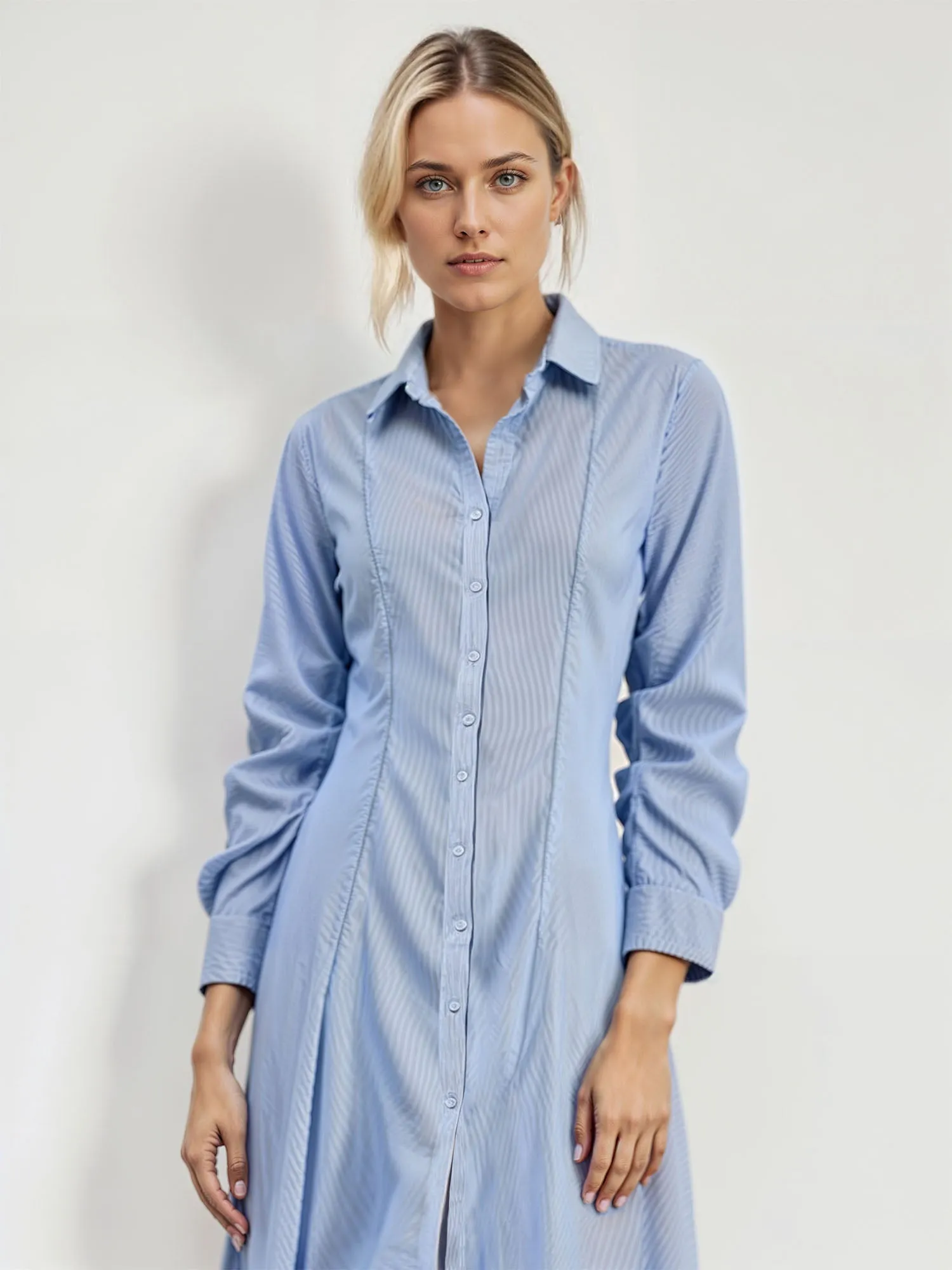 Stripe Shirt Maxi Dress