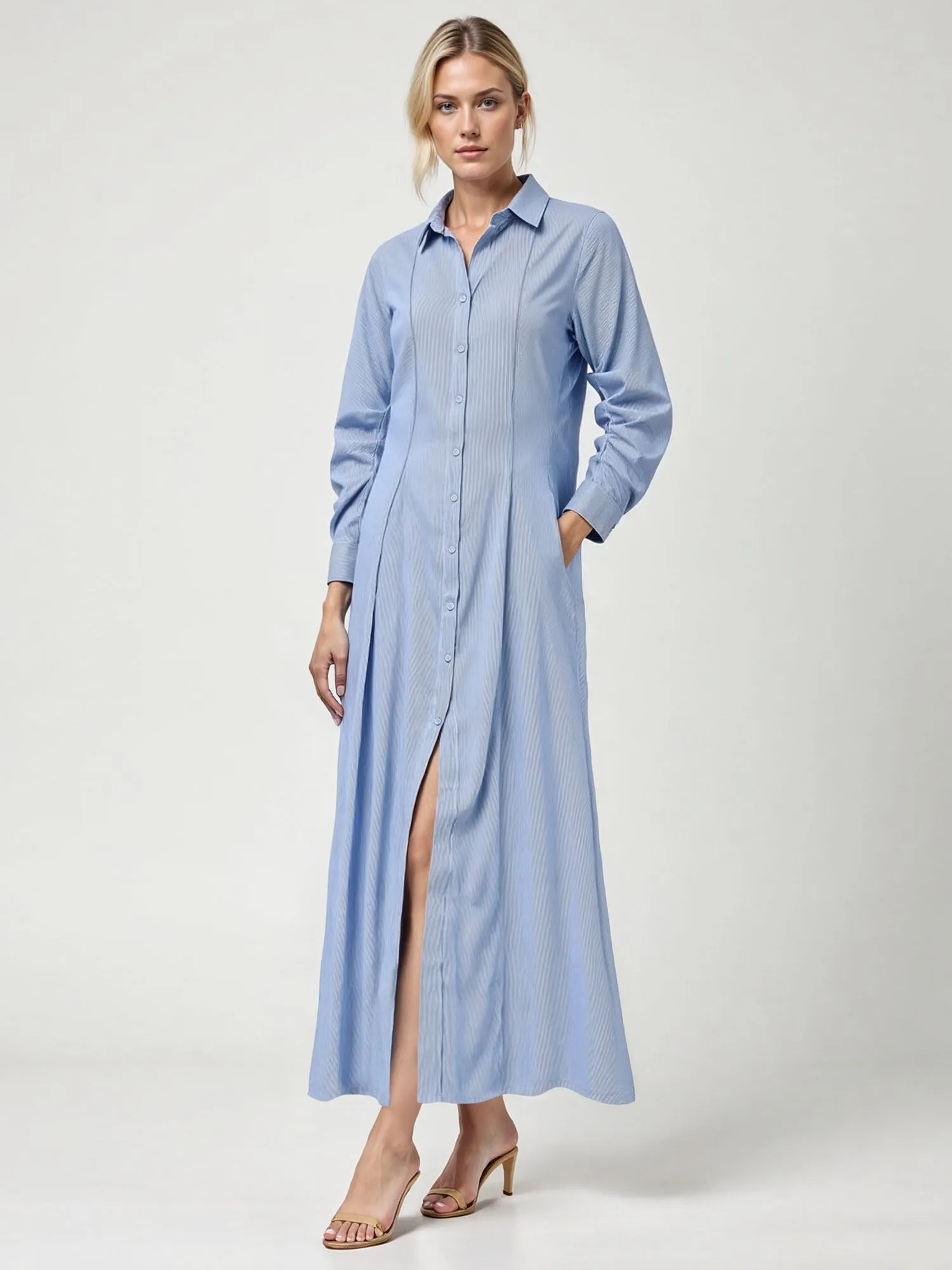 Stripe Shirt Maxi Dress