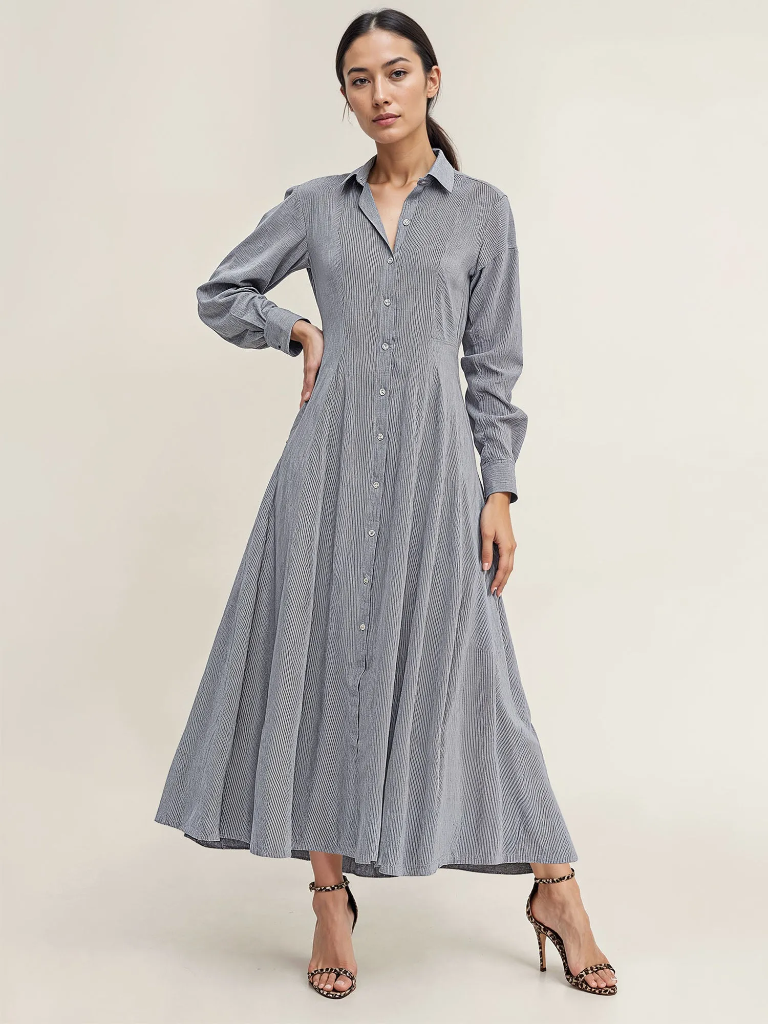 Stripe Shirt Maxi Dress