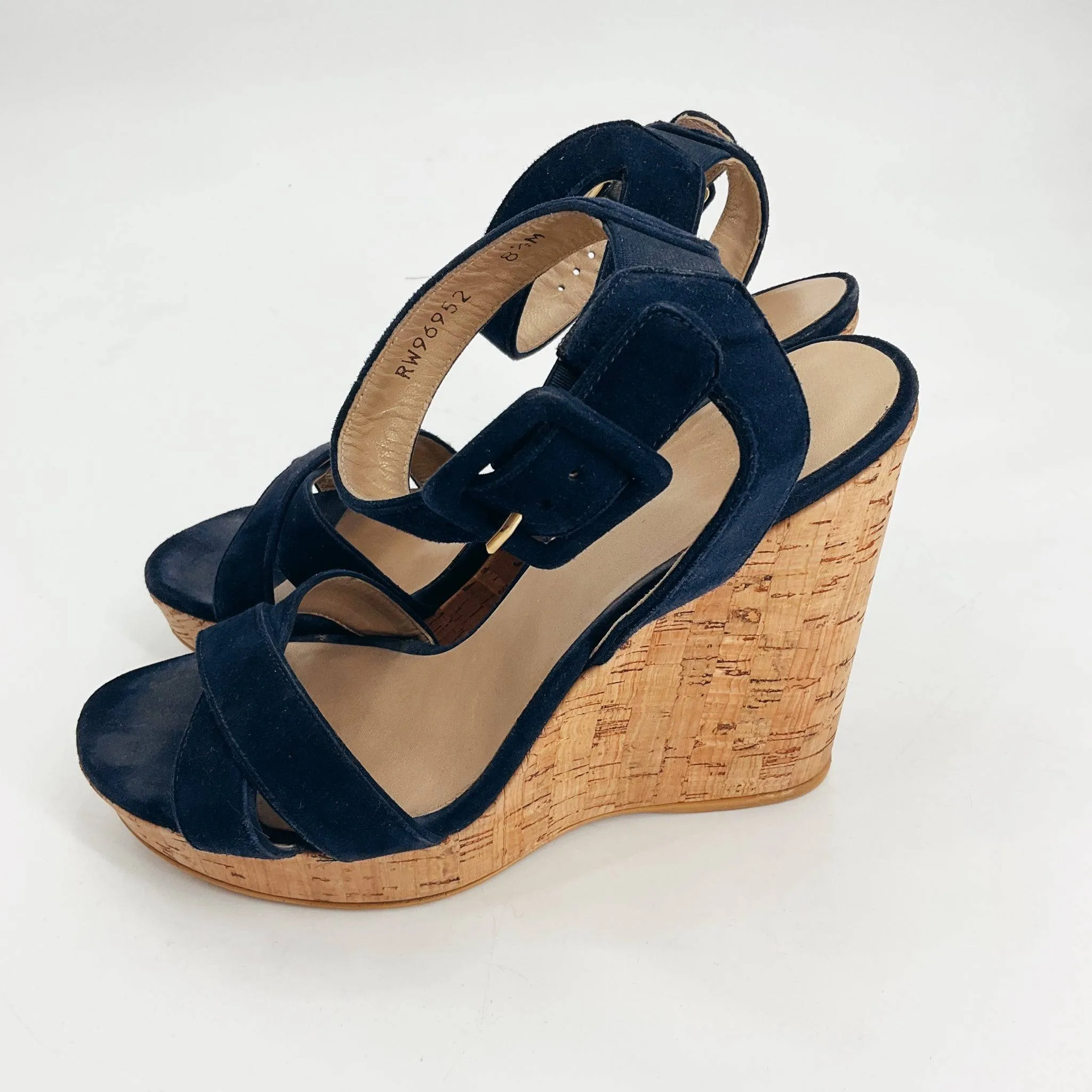 Stuart Weitzman Navy Solid Sandals - Size 8.5