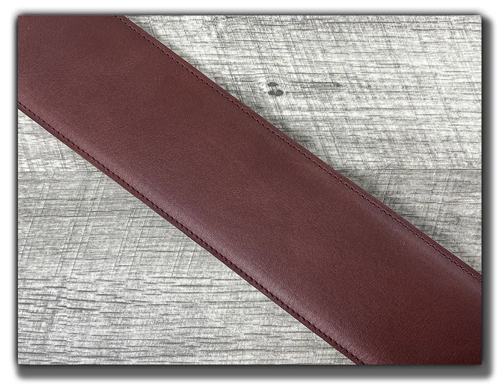 The Reticent - Ancho Chili Veg Tan Leather Guitar Strap