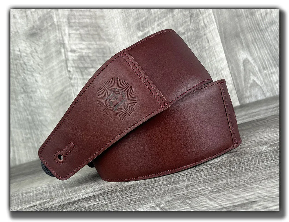 The Reticent - Ancho Chili Veg Tan Leather Guitar Strap