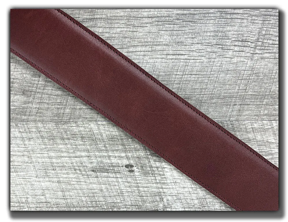 The Reticent - Ancho Chili Veg Tan Leather Guitar Strap