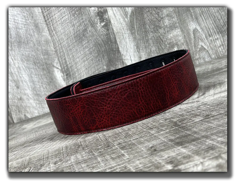 The Reticent - Canyon Rouge Leather Guitar Strap