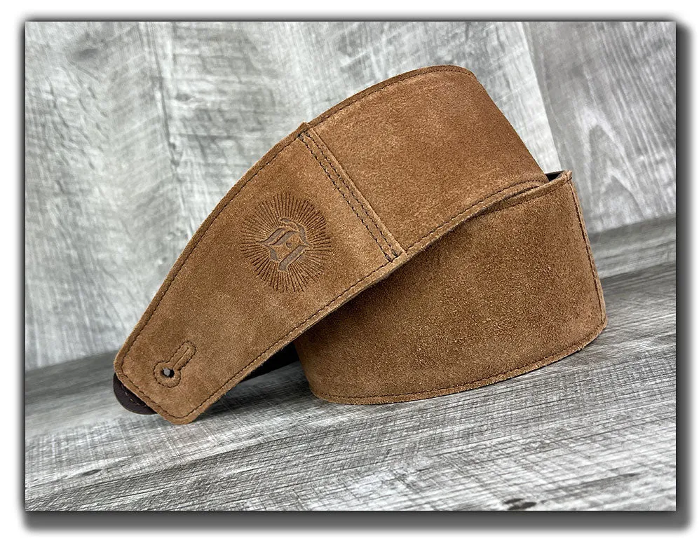 The Reticent - Sienna Suede Leather Guitar Strap