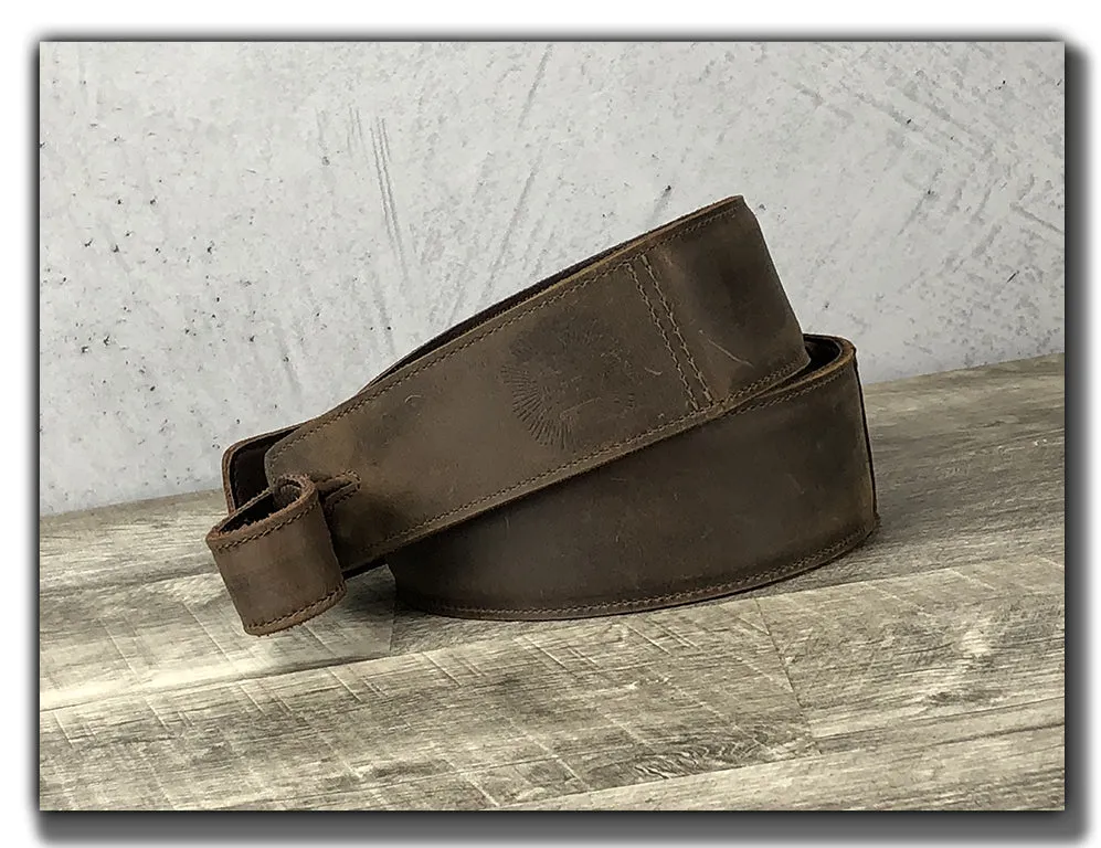 The Reticent - Whiskey Brown Leather Guitar Strap