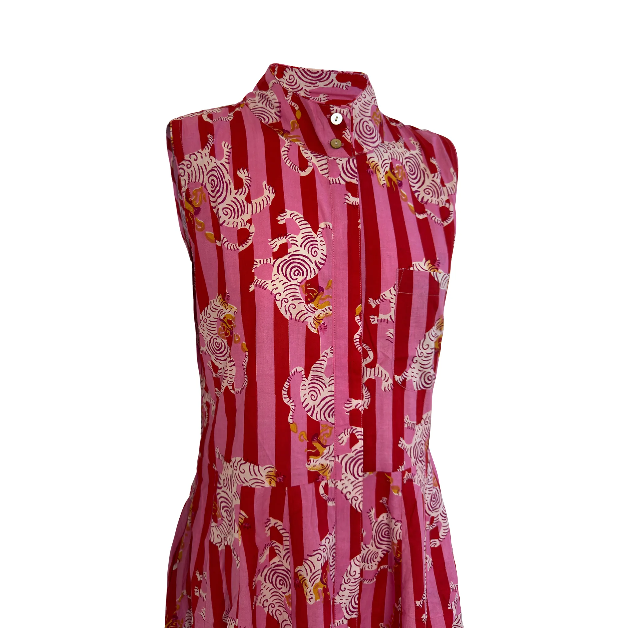 Tibetan Dragon Sleeveless Belted Dress