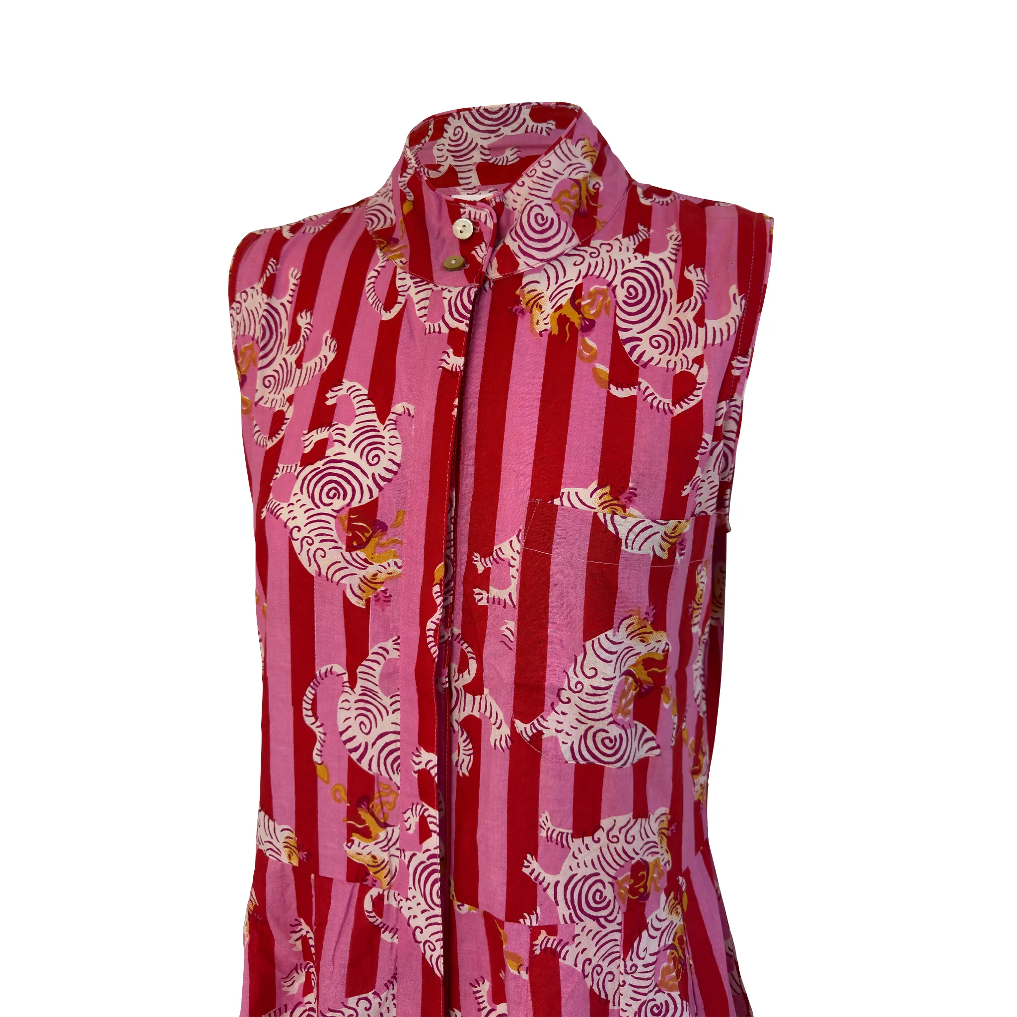 Tibetan Dragon Sleeveless Belted Dress